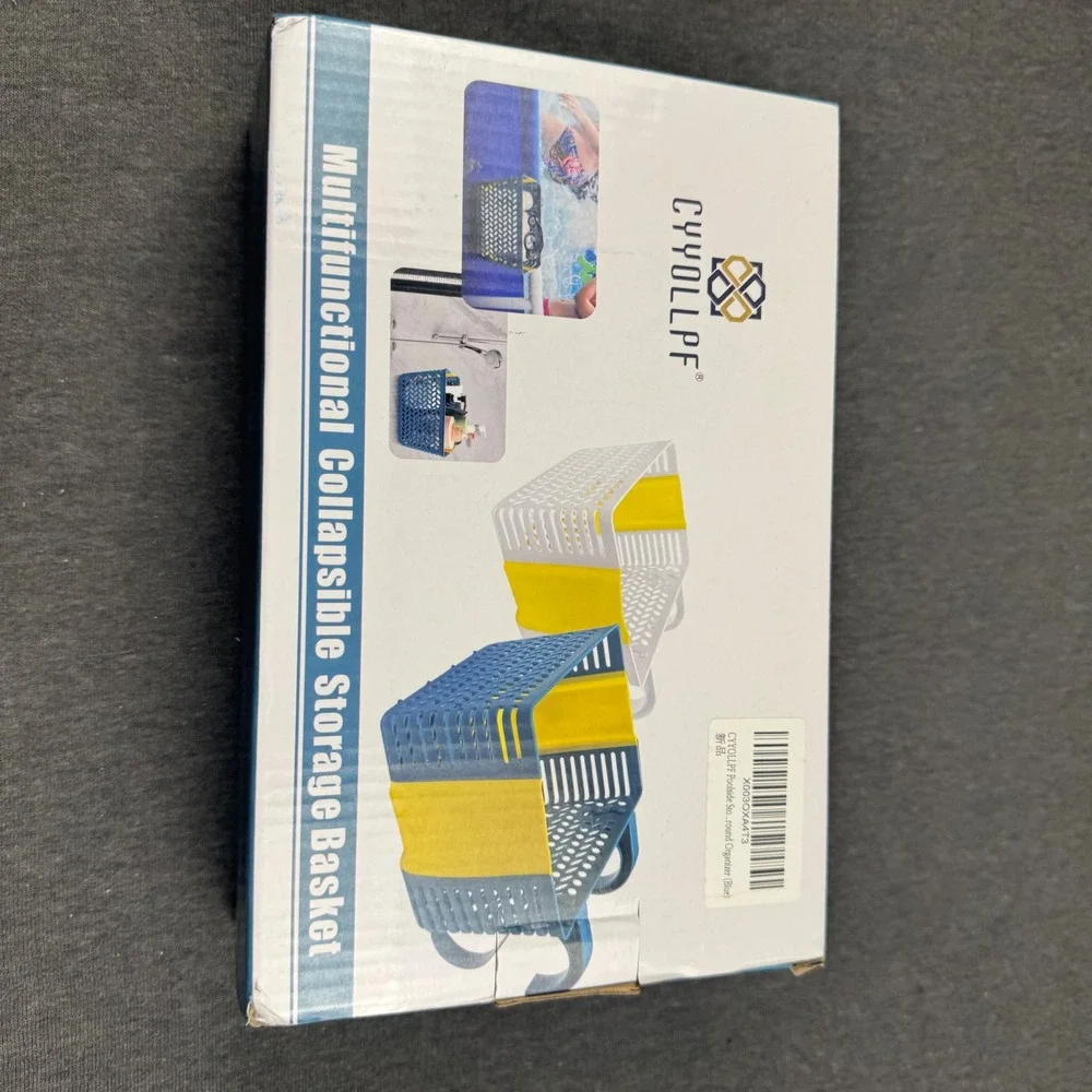 CYYOLLPF Multifunctional Collapsible Storage‎ Basket Blue Yellow Foldable Hook